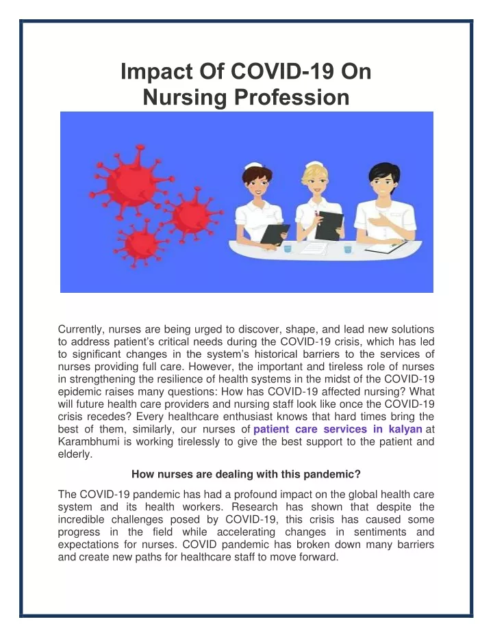 impact of covid 19 on nursing profession