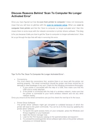 discuss reasons behind scan to computer no longer