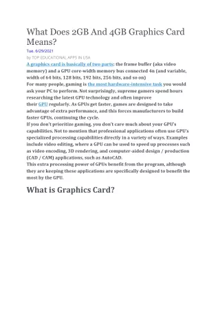 What Does 2GB And 4GB Graphics Card Means