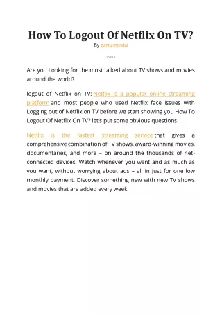 Are you Looking for How To Logout Of Netflix On TV