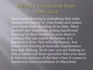 Hiring a hardwood floor specialist