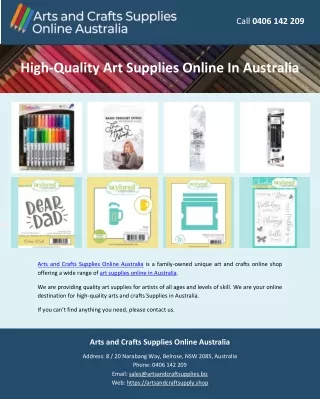 High-Quality Art Supplies Online In Australia