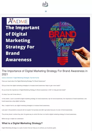 The Importance of Digital Marketing Strategy For Brand Awareness in 2021