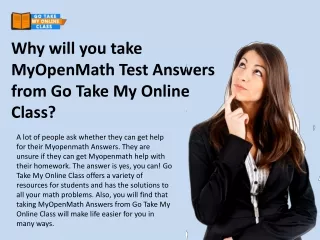 why will you take myopenmath test answers from go take my online class
