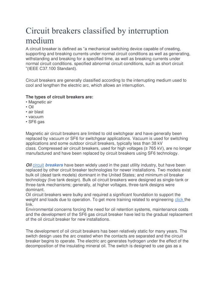 circuit breakers classified by interruption