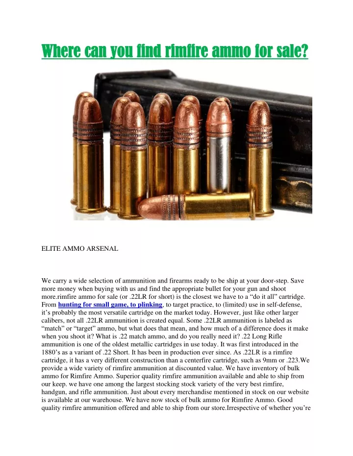 where can you find rimfire ammo for sale where