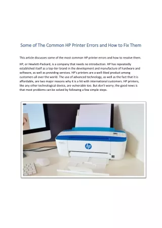 Fix HP Printer Errors Instantly With The Help of Experts