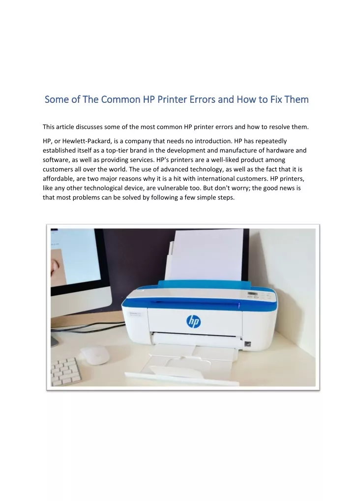 some of the common hp printer errors some