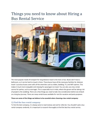 things you need to know about hiring a bus rental