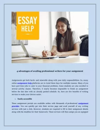 4 advantages of availing professional writers