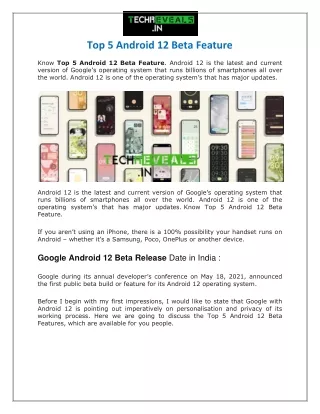 Top 5 Android 12 Beta Feature