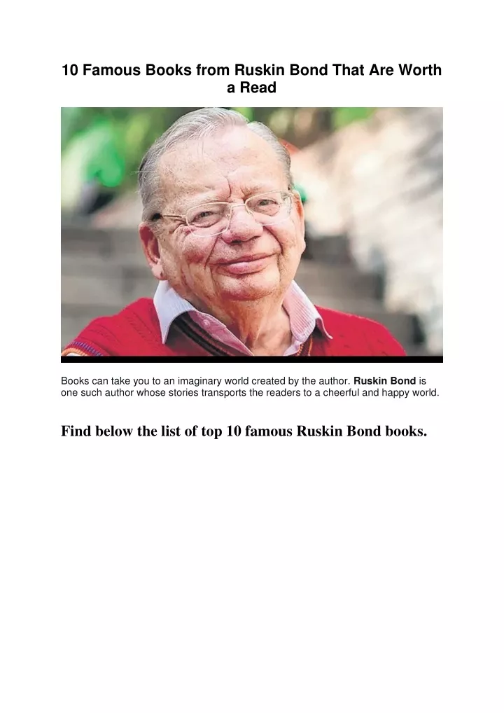 10 famous books from ruskin bond that are worth