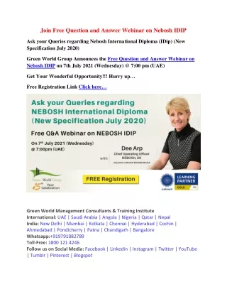 join free question and answer webinar on nebosh