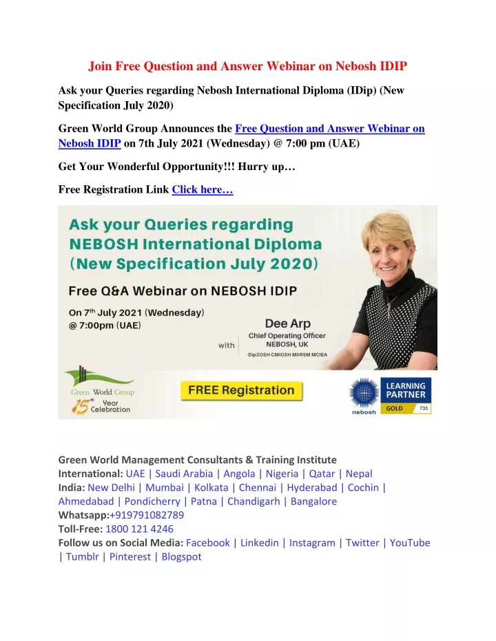 join free question and answer webinar on nebosh