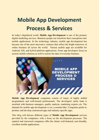 mobile app development process services