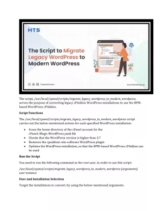 the script usr local cpanel scripts migrate