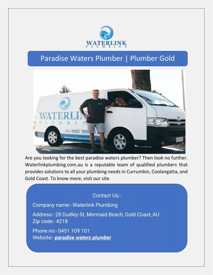 paradise waters plumber plumber gold coast
