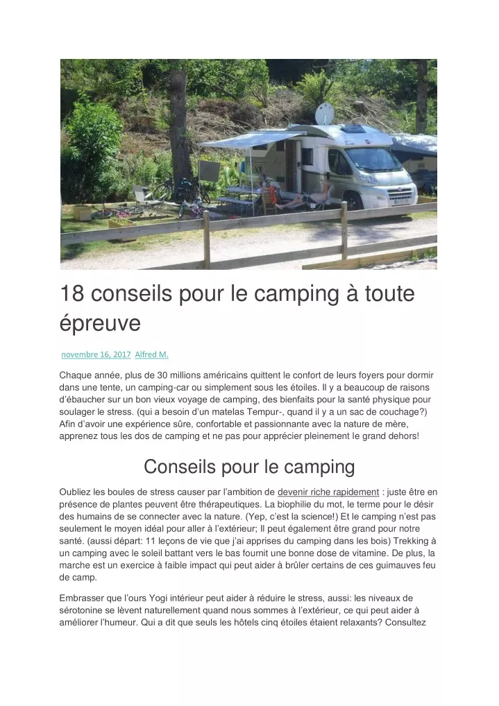 18 conseils pour le camping toute preuve