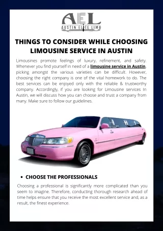 Things to Consider While Choosing Limousine Service in Austin