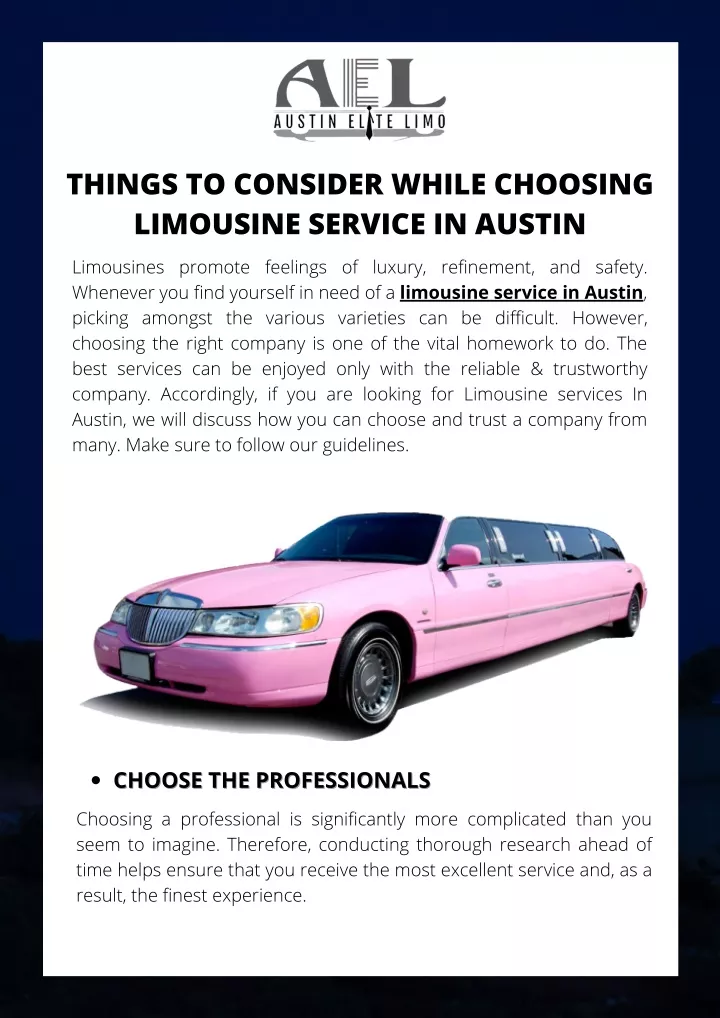 things to consider while choosing limousine