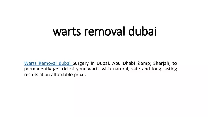 warts removal dubai