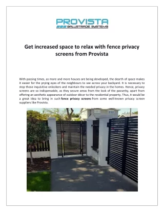 get increased space to relax with fence privacy