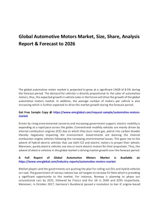 global automotive motors market size share