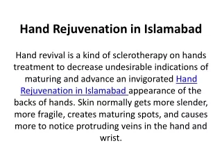 hand rejuvenation in islamabad