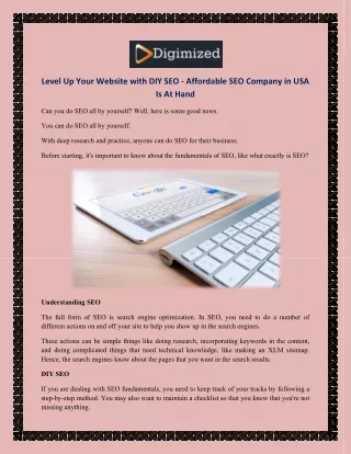 Level Up Your Website with DIY SEO - Affordable SEO Company in USA Is At Hand