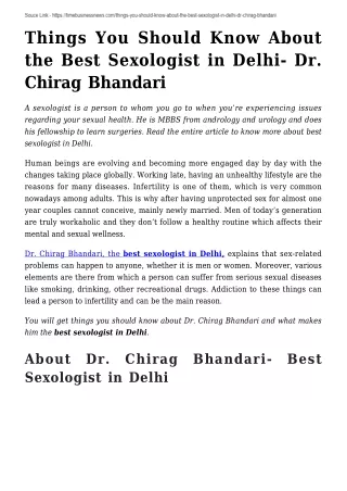Things You Should Know About the Best Sexologist in Delhi- Dr. Chirag Bhandari (1)