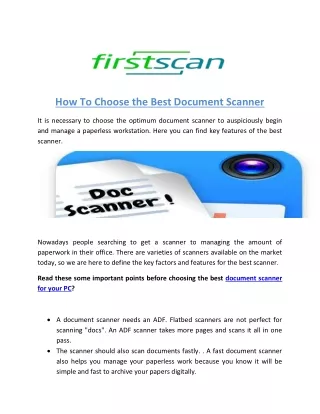 How To Choose the Best Document Scanner