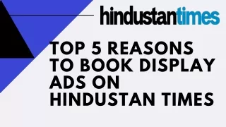 Top 5 Reasons to Book Display Ads on Hindustan Times