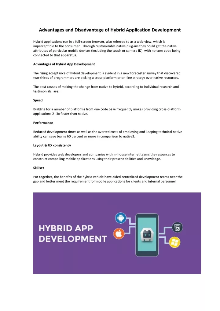 advantages and disadvantage of hybrid application