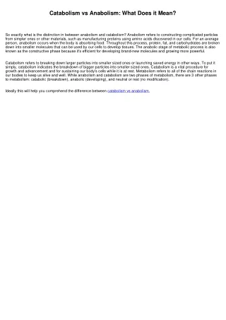 catabolism vs anabolism what does it mean