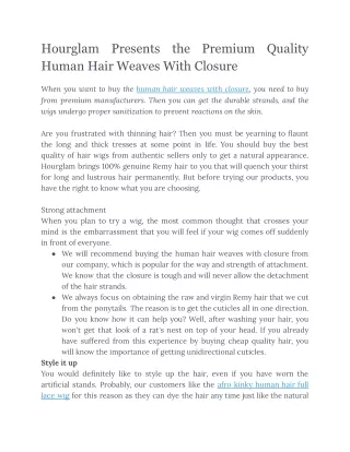 hourglam human hair weaves with closure