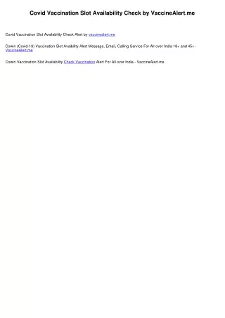 Covid Vaccine Slot Availability Check Alert Call by VaccineAlert.me