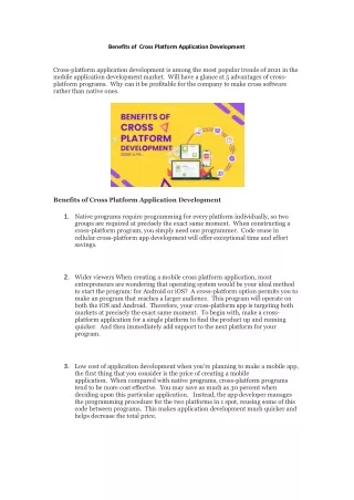 benefits of cross platform application development