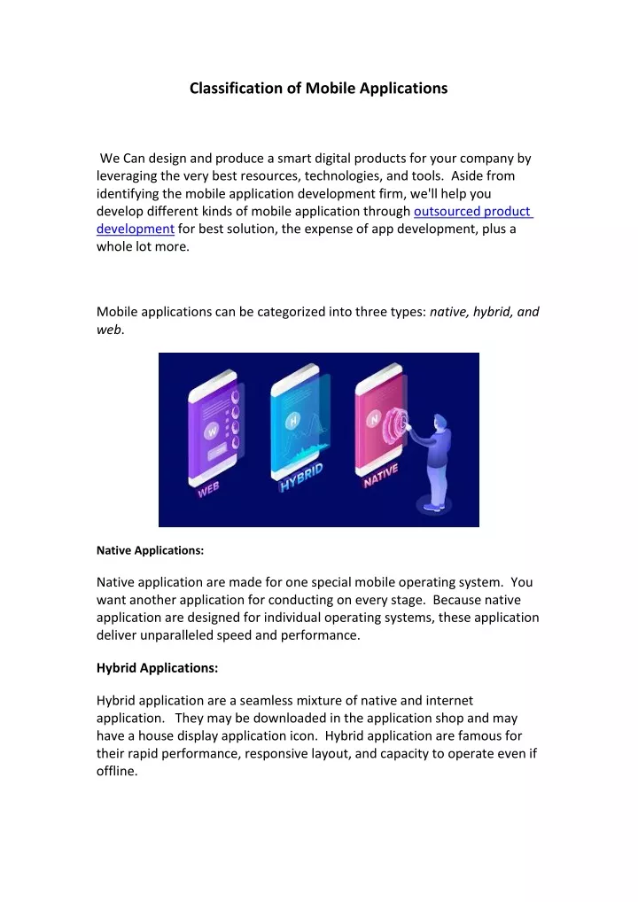 classification of mobile applications