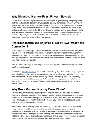 why shredded memory foam pillow sleepsia