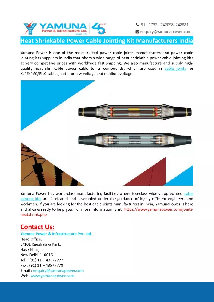 heat shrinkable power cable jointing