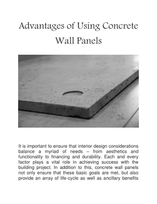 Advantages of Using Concrete Wall Panels