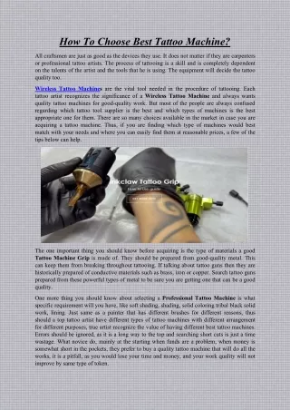 how to choose best tattoo machine