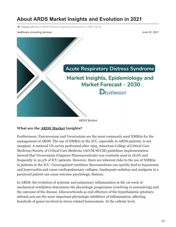 about ards market insights and evolution in 2021