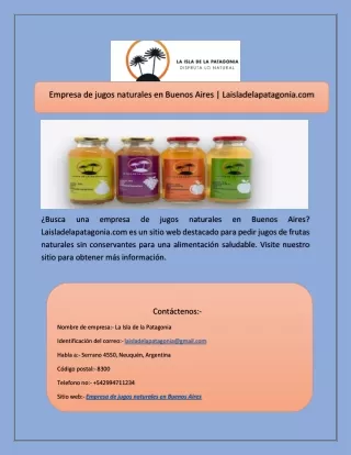 Empresa de jugos naturales en Buenos Aires  Laisladelapatagonia.com