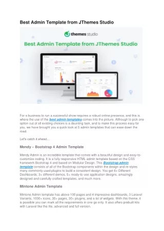 Best Admin Template from JThemes Studio
