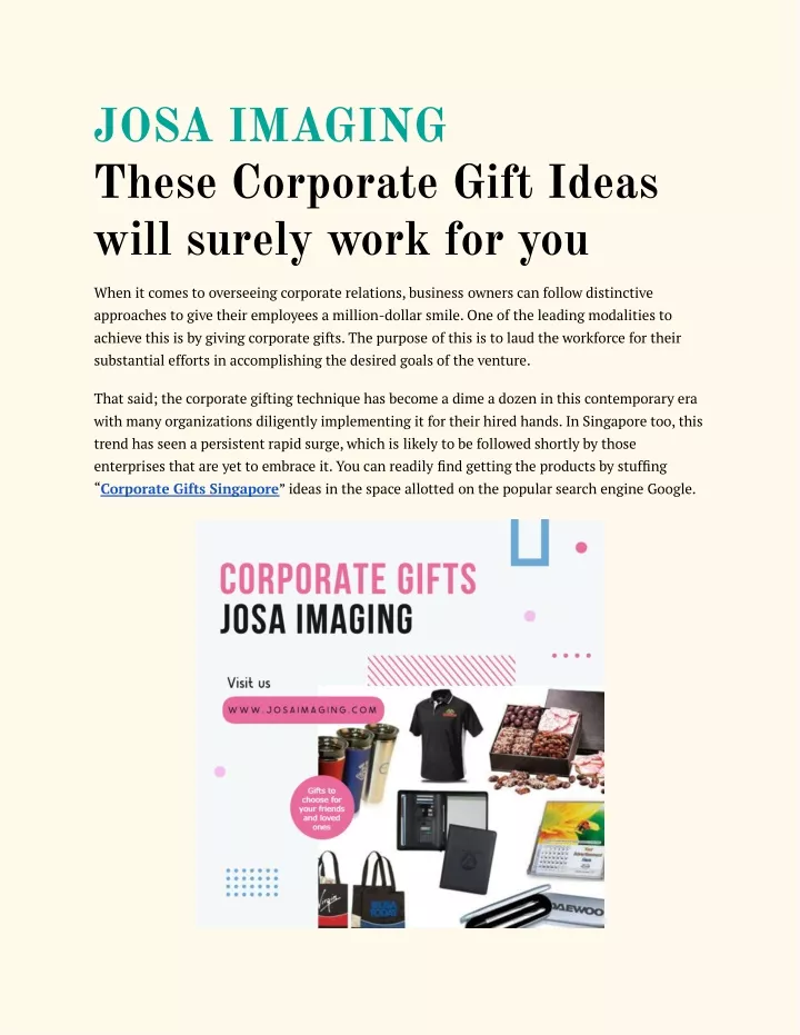 josa imaging these corporate gift ideas will