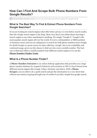 how can i find and scrape bulk phone numbers from