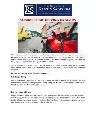 SUMMERTIME DRIVING DANGERS