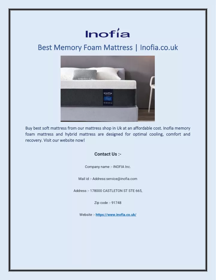 best me best memory foam mattress inofia