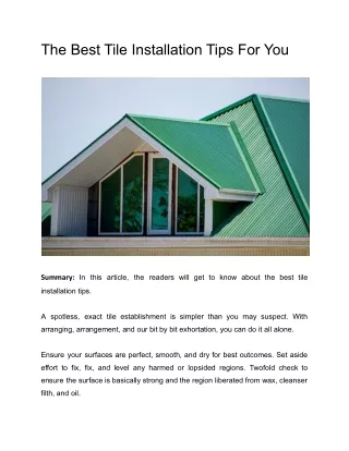 the best tile installation tips for you